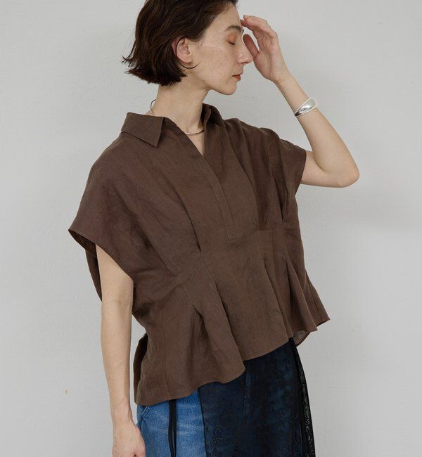  「【WEB限定】ハーフスリーブウエストシェイプシャツ」|シャツ・ブラウス|