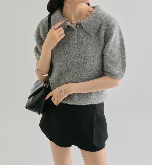  「衿付き半袖ニット」|ニット・セーター|