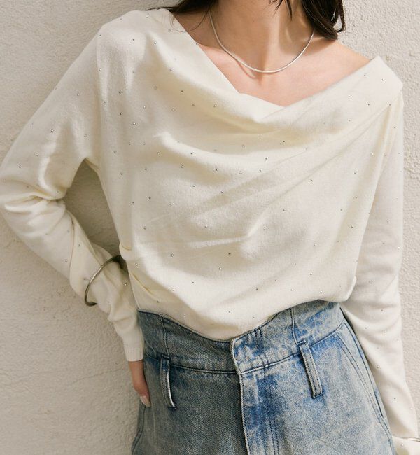  「オフショルリブニット」|ニット・セーター|ホワイト