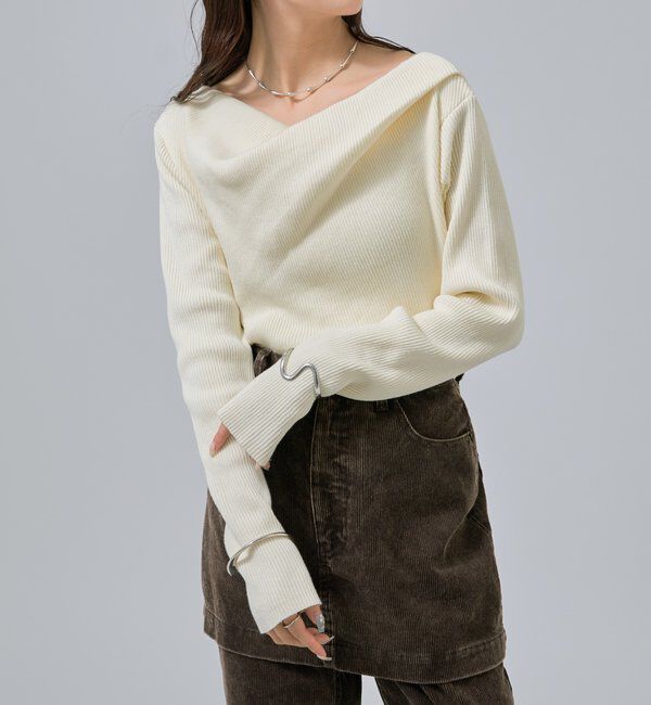  「オフショルリブニット」|ニット・セーター|