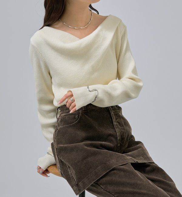  「オフショルリブニット」|ニット・セーター|