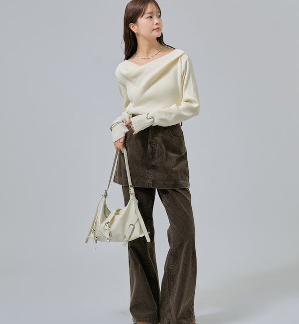  「オフショルリブニット」|ニット・セーター|