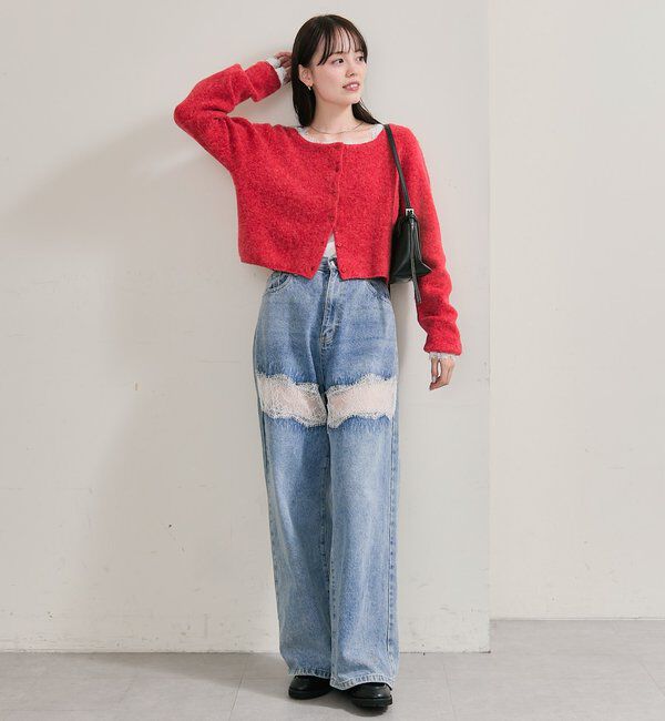  「スクエアネックニットカーディガン」|カーディガン|