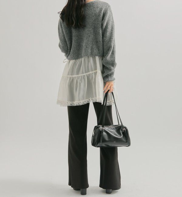  「スクエアネックニットカーディガン」|カーディガン|