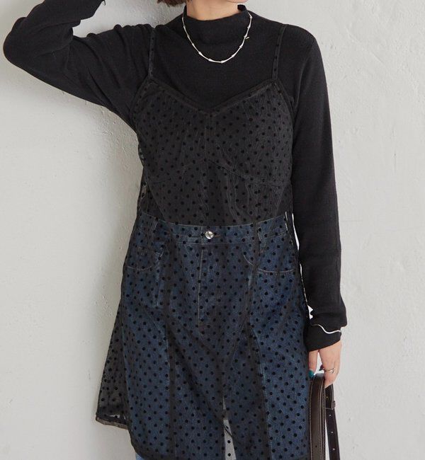  「ドットチュールキャミチュニック」|キャミソール|ブラック