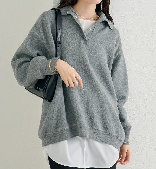  「スウェットライクヘンリーニット」|ニット・セーター|