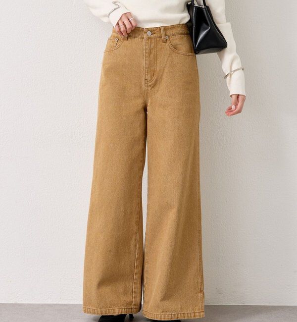  「裾スリットフレアデニム」|デニム|ベージュ