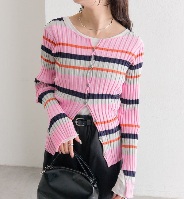  「ラウンドスリットリブカーディガン」|カーディガン|