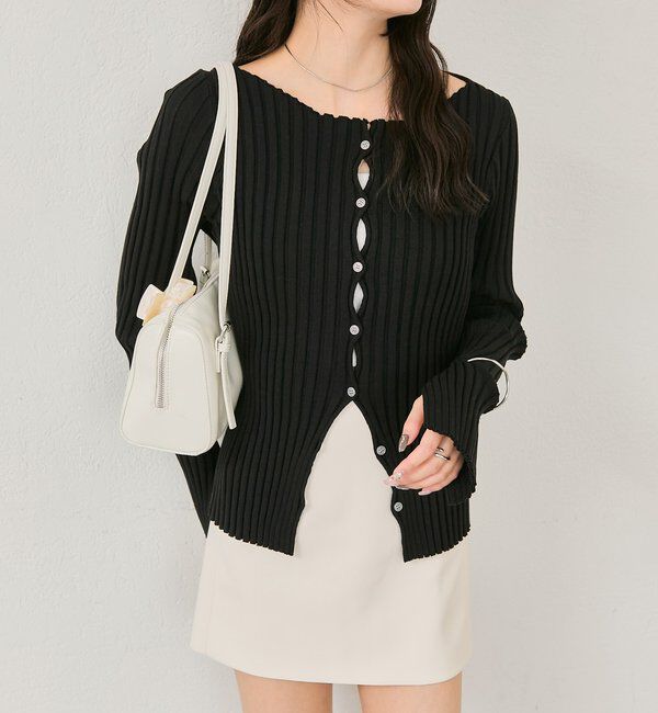  「ラウンドスリットリブカーディガン」|カーディガン|