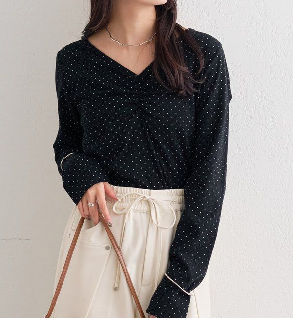  「ドットプリントロングTシャツ」|Tシャツ・カットソー|ブラック