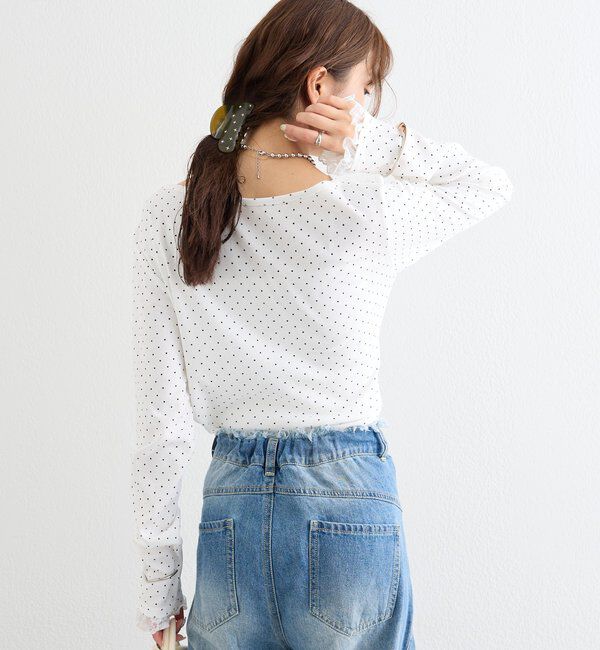  「レースドッキングオフショルロンT」|Tシャツ・カットソー|