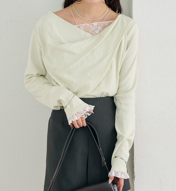  「レースドッキングオフショルロンT」|Tシャツ・カットソー|