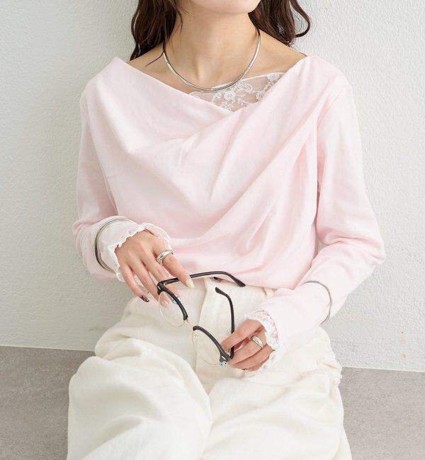  「レースドッキングオフショルロンT」|Tシャツ・カットソー|