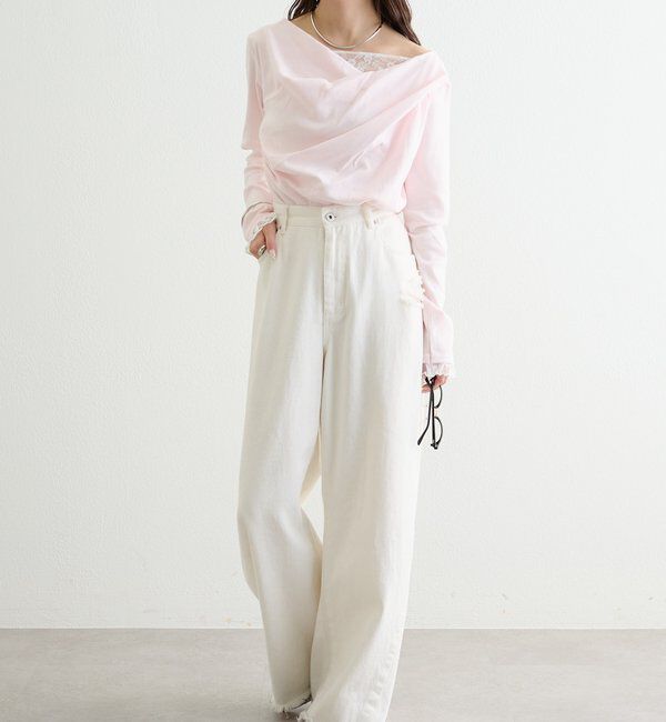  「レースドッキングオフショルロンT」|Tシャツ・カットソー|