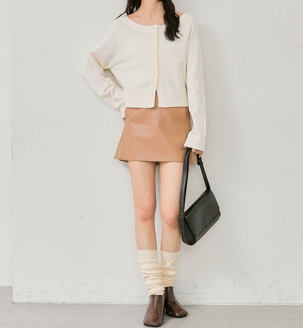  「ワイドネッククリアボタンカーディガン」|カーディガン|