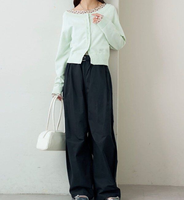  「ワイドネッククリアボタンカーディガン」|カーディガン|