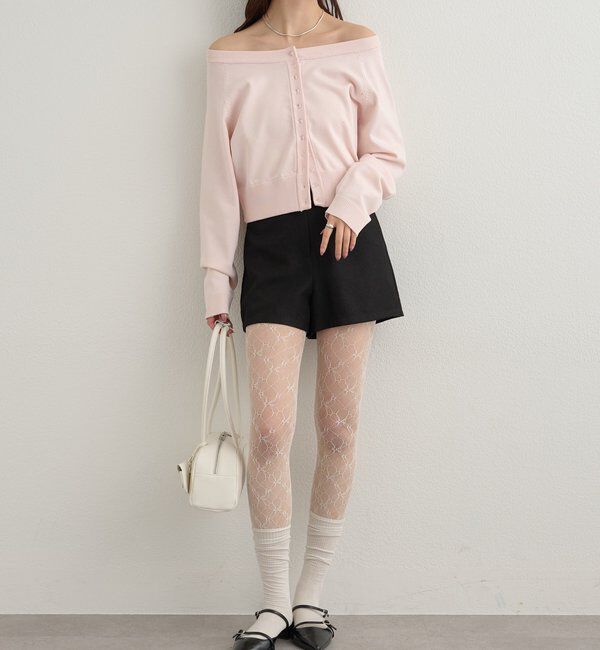  「ワイドネッククリアボタンカーディガン」|カーディガン|