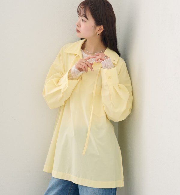  「襟付きスキッパーシャツ」|シャツ・ブラウス|イエロー