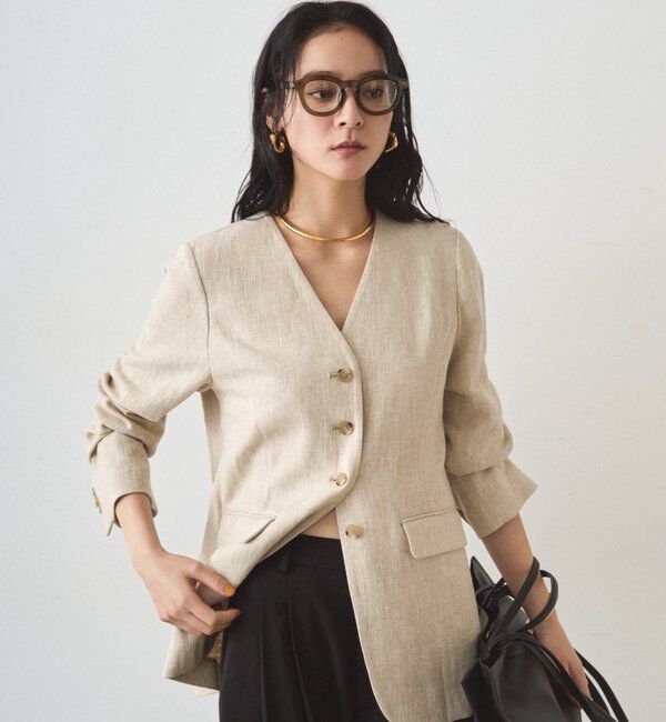  「リネンノーカラージャケット」|ベスト・ジレ|