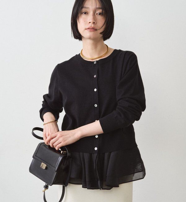  「ペプラムニットカーデ」|ニット・セーター|ブラック