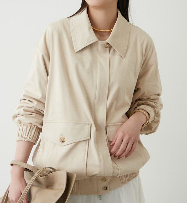  「フェイクスウェードブルゾン」|ブルゾン・スタジャン|アイボリー