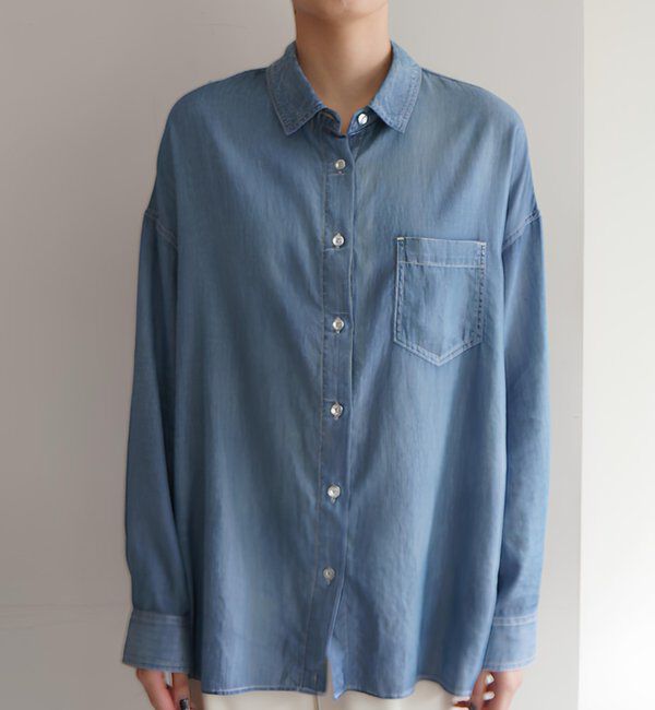  「【@_shirabe.s_コラボ】シアーデニムタックシャツ」|シャツ・ブラウス|
