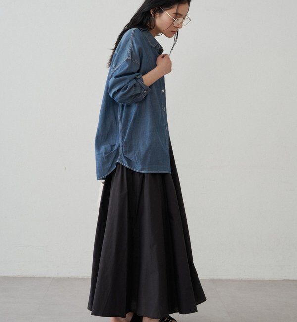  「【@_shirabe.s_コラボ】シアーデニムタックシャツ」|シャツ・ブラウス|