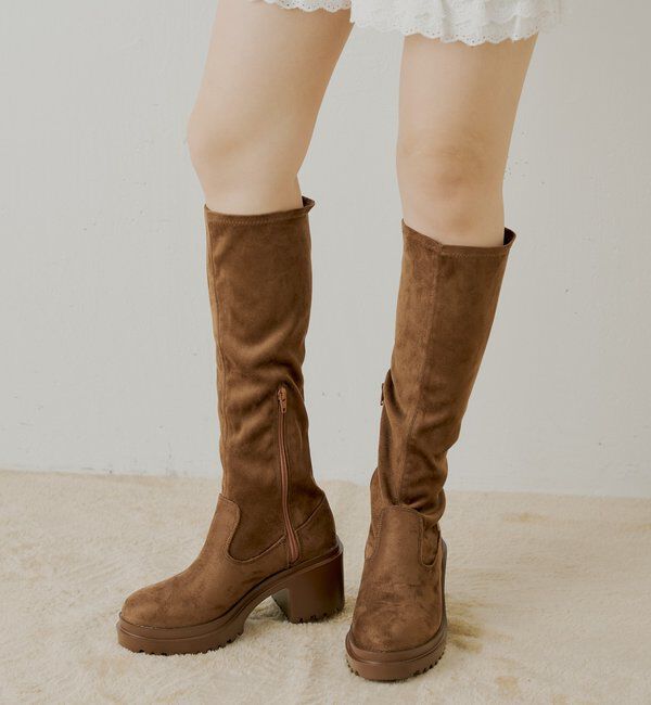  「【REVIVAL】厚底チャンキーストレッチロングブーツ」|ロングブーツ|