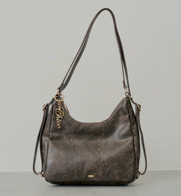  「ロゴチャーム付き3wayホーボーバッグ」|ボストンバッグ|ブラウン