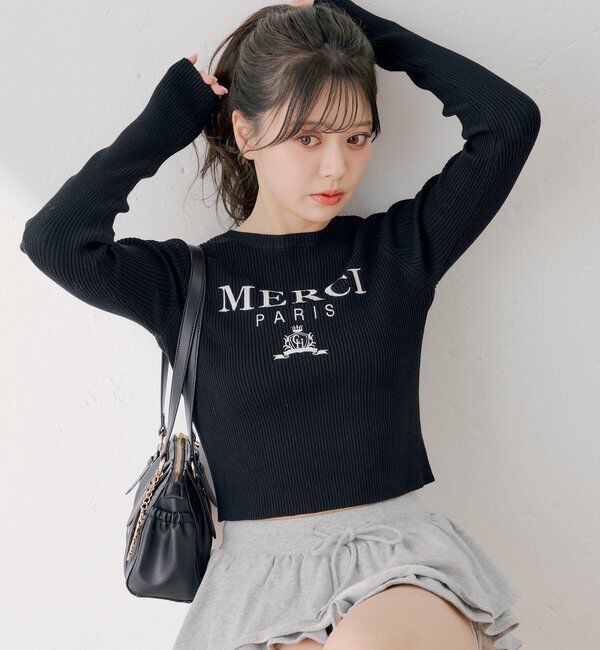  「【5色展開】ロゴ刺繍リブニット」|ニット・セーター|