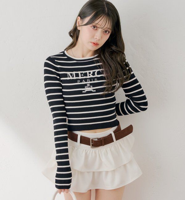  「【5色展開】ロゴ刺繍リブニット」|ニット・セーター|