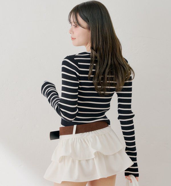  「【5色展開】ロゴ刺繍リブニット」|ニット・セーター|