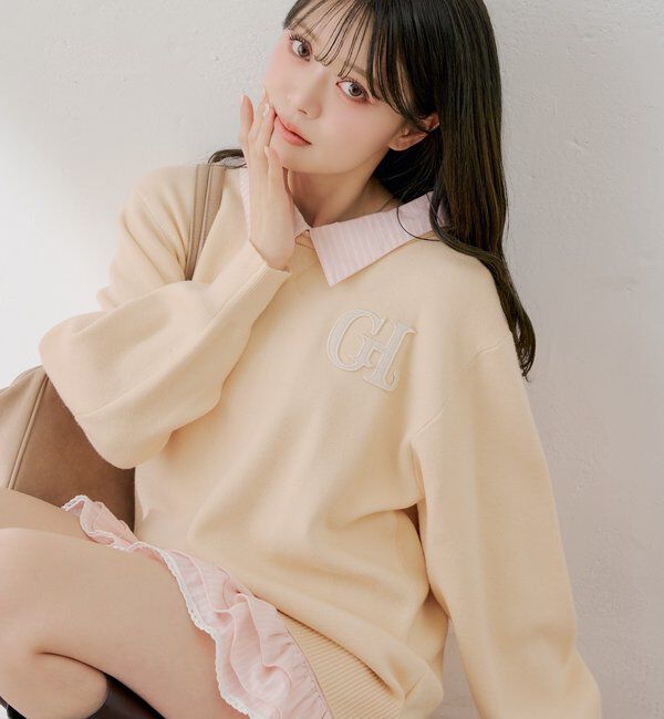  「【マルチway】シャツレイヤードニットワンピース」|ワンピース|ベージュ