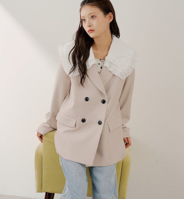  「【SALON by Chico】襟取り外しダブルフリルジャケット」|その他|