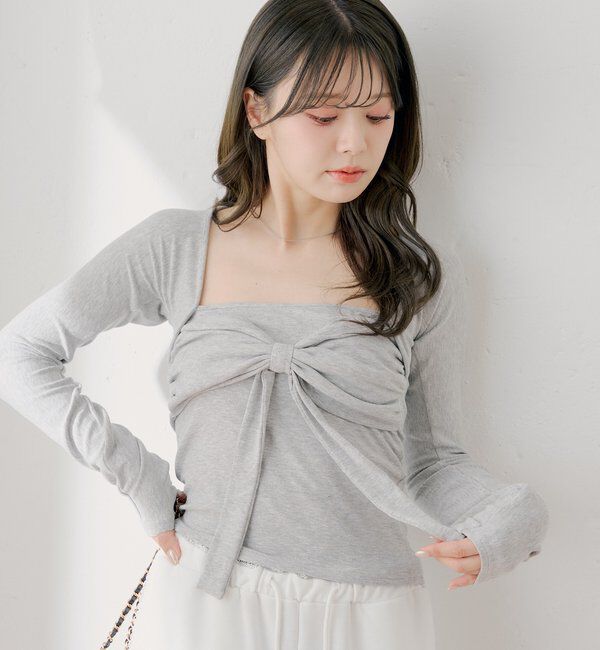  「ボレロ風リボントップス」|Tシャツ・カットソー|
