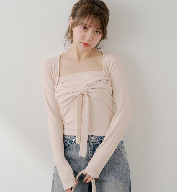  「ボレロ風リボントップス」|Tシャツ・カットソー|