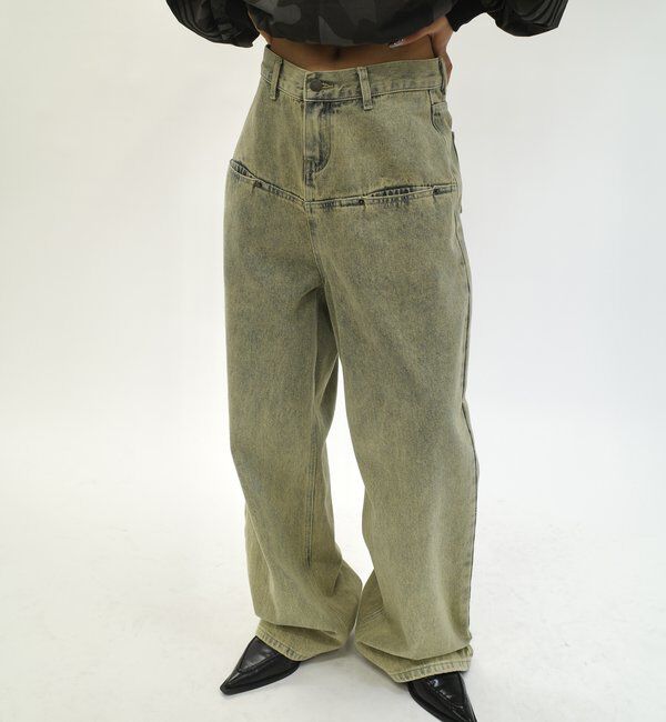  「《UNISEX / サイズ展開あり》スラッシュポケットブラストワイドデニム」|デニム|