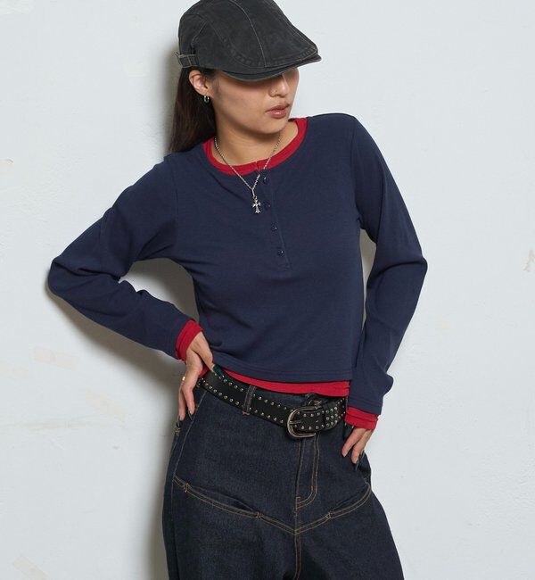  「レイヤードヘンリートップス」|Tシャツ・カットソー|