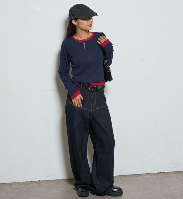  「レイヤードヘンリートップス」|Tシャツ・カットソー|