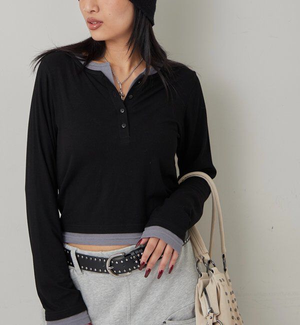  「レイヤードヘンリートップス」|Tシャツ・カットソー|