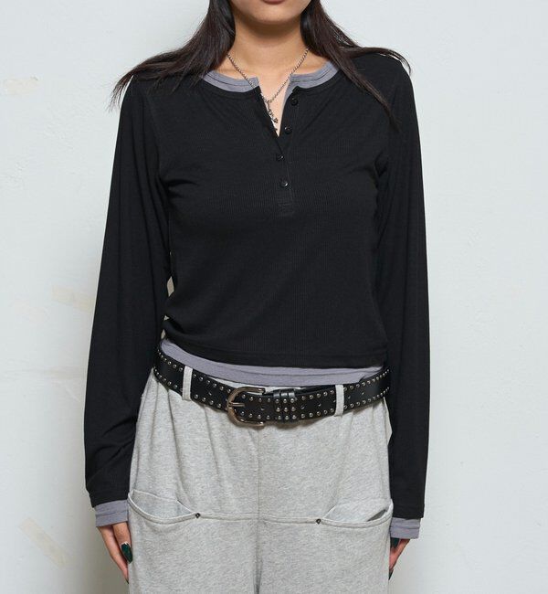  「レイヤードヘンリートップス」|Tシャツ・カットソー|