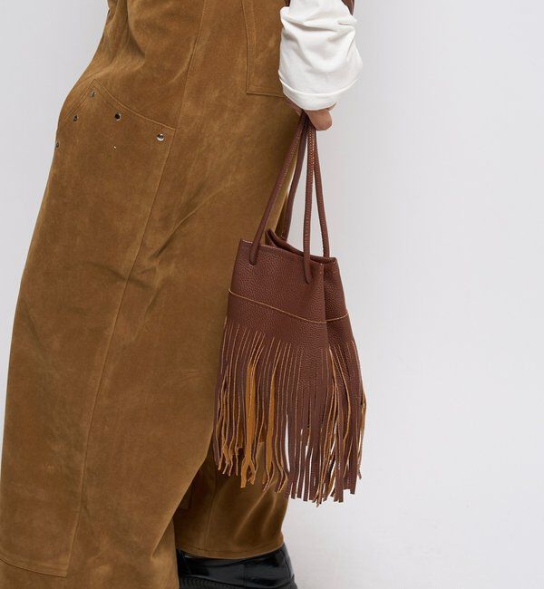  「フリンジレザーショルダーバッグ」|トートバッグ|ブラウン