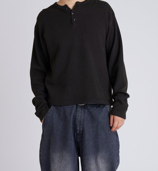  「【UNISEX】Sourcreamワッフルヘンリーネックトップス」|Tシャツ・カットソー|