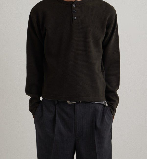  「【UNISEX】Sourcreamワッフルヘンリーネックトップス」|Tシャツ・カットソー|