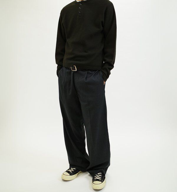  「【UNISEX】Sourcreamワッフルヘンリーネックトップス」|Tシャツ・カットソー|