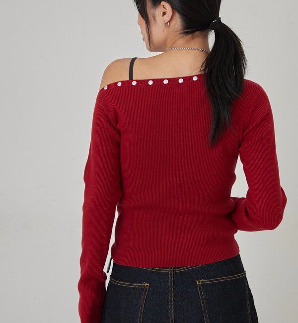  「スタッズワンオフショルニット」|ニット・セーター|