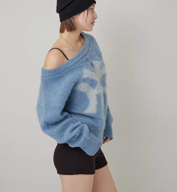  「MOHAIR-TOUCH OFF SHOULDER KNIT TOP」|ニット・セーター|