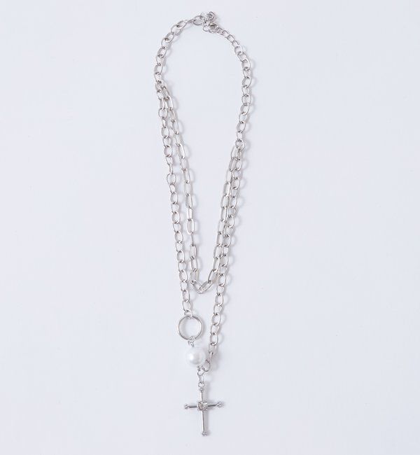  「2連チェーンクロスネックレス」|ネックレス|