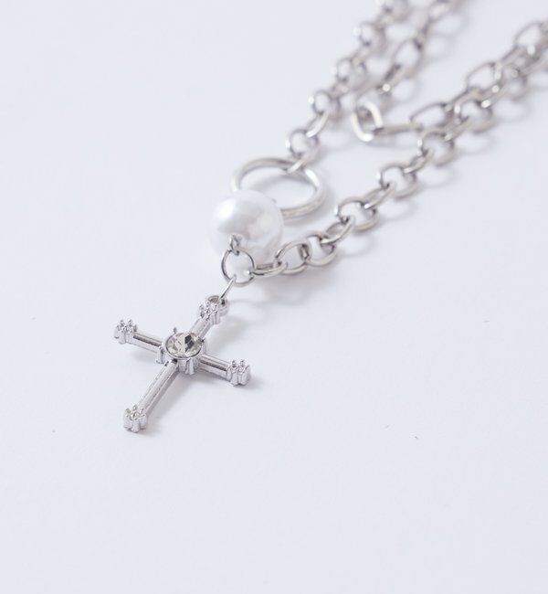  「2連チェーンクロスネックレス」|ネックレス|