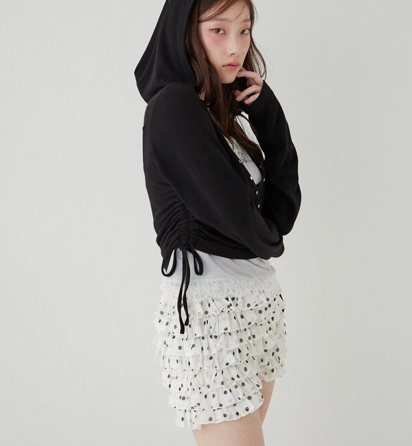  「スタッズリブカシュクールフーディ」|パーカー|